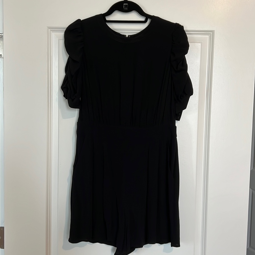 Loft Black Romper with Ruffled sleeves